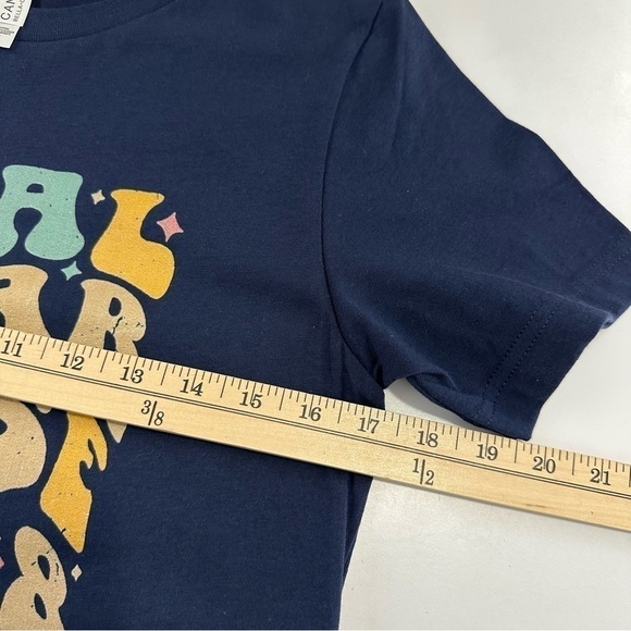 Total Solar Eclipse 2024 Unisex Sz S Navy Soft T Shirt Groovy Distressed Text - Picture 6 of 7